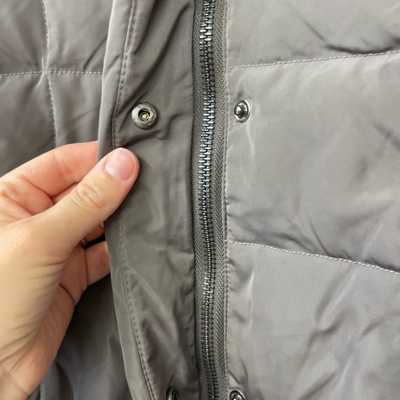 Cole Haan Down Puffer Coat Womens XS Gray Quilted Pockets Hood - Picture 6 of 11